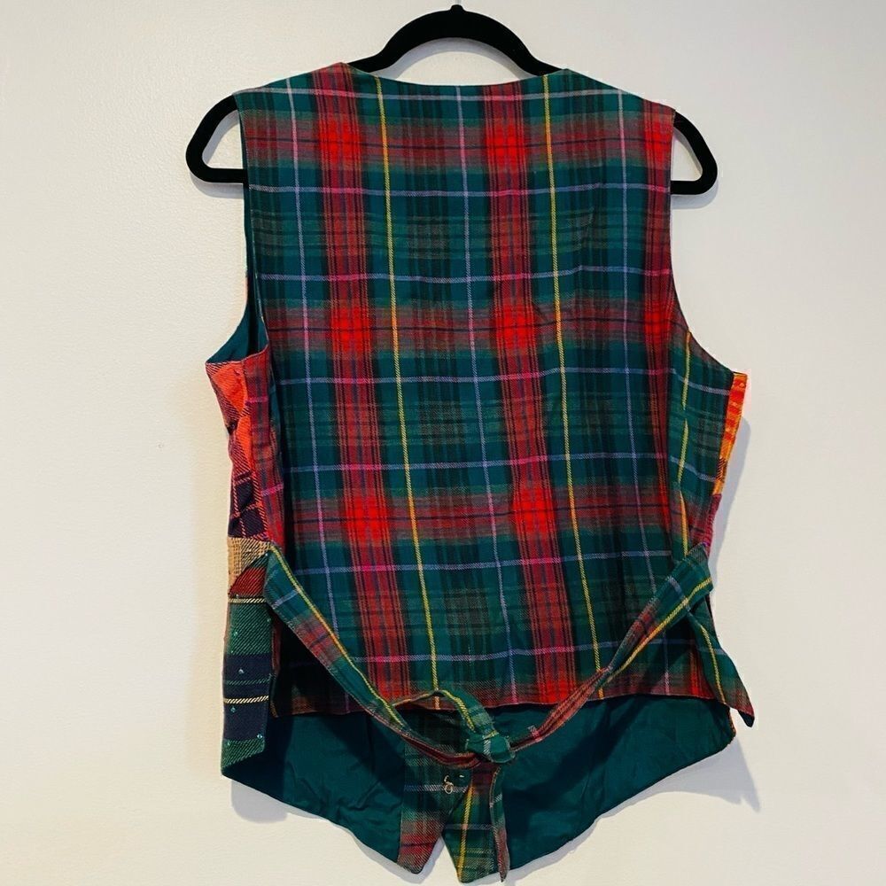 Sandy Starkman Multi Color Sequin Plaid Vest Size Medium - Picture 4 of 5